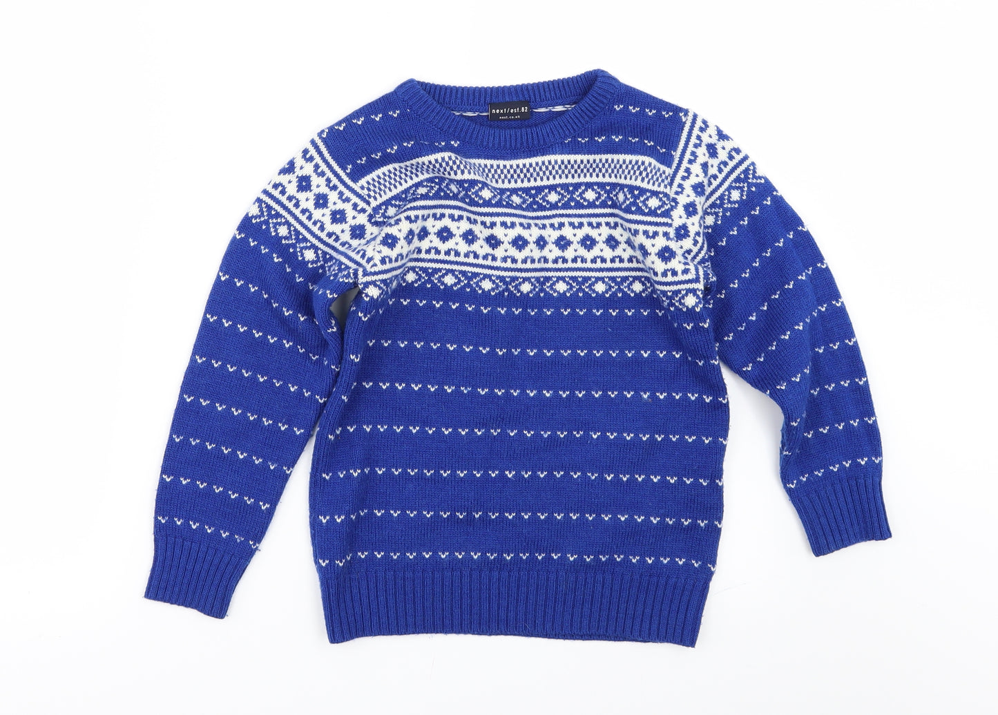 NEXT Boys Blue Geometric  Pullover Jumper Size 6 Years