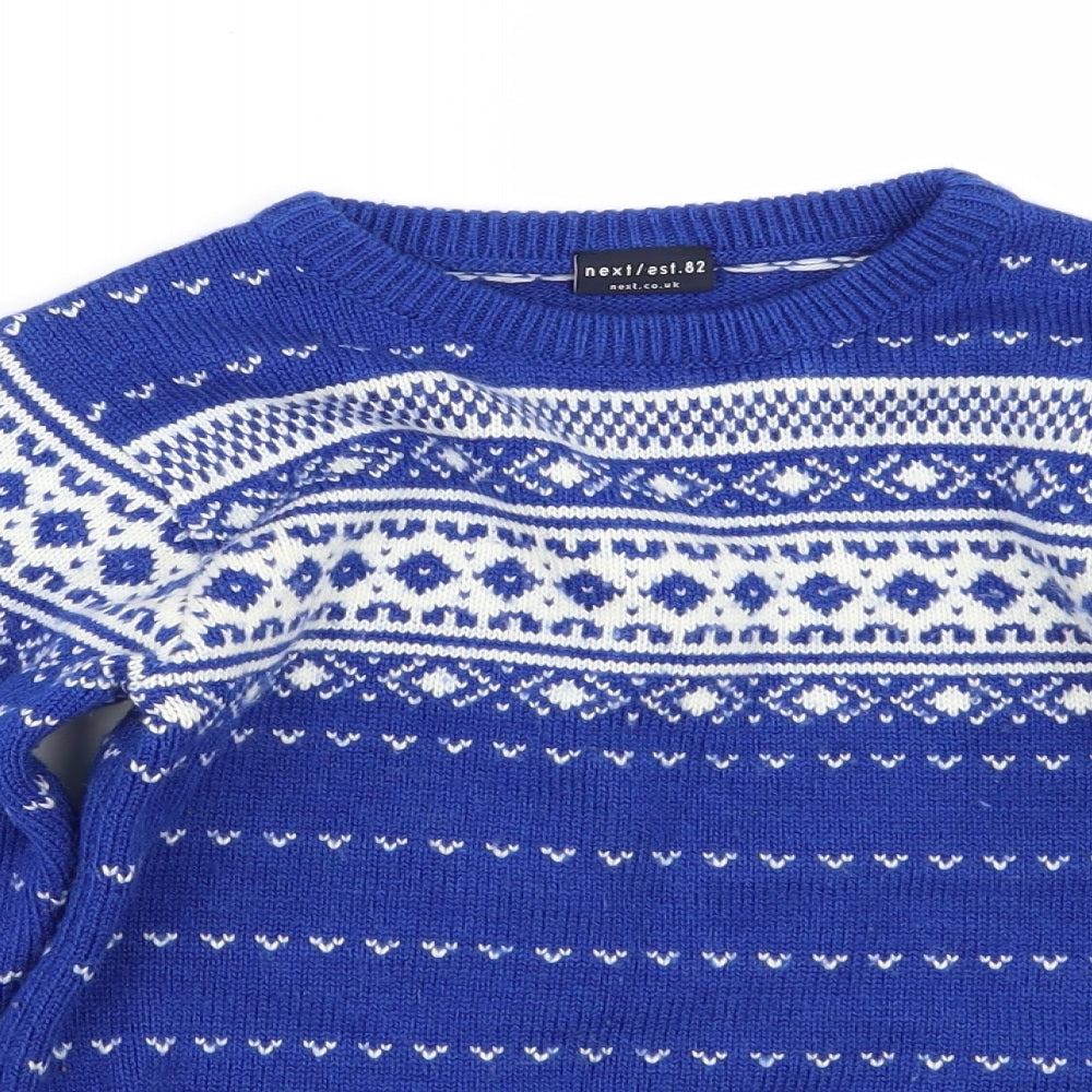 NEXT Boys Blue Geometric  Pullover Jumper Size 6 Years