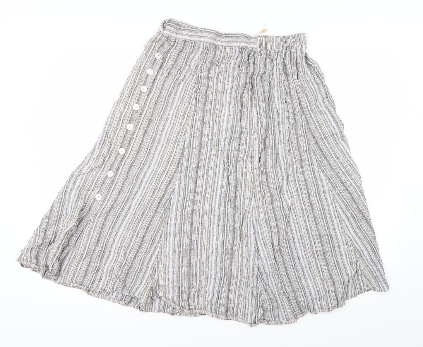 Preworn Womens Beige Striped  A-Line Skirt Size 18