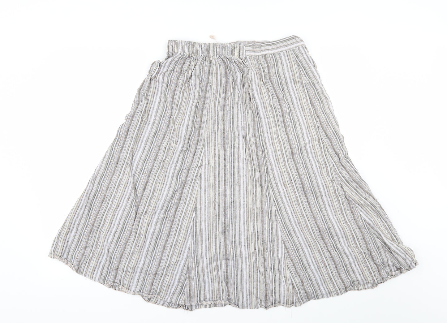 Preworn Womens Beige Striped  A-Line Skirt Size 18