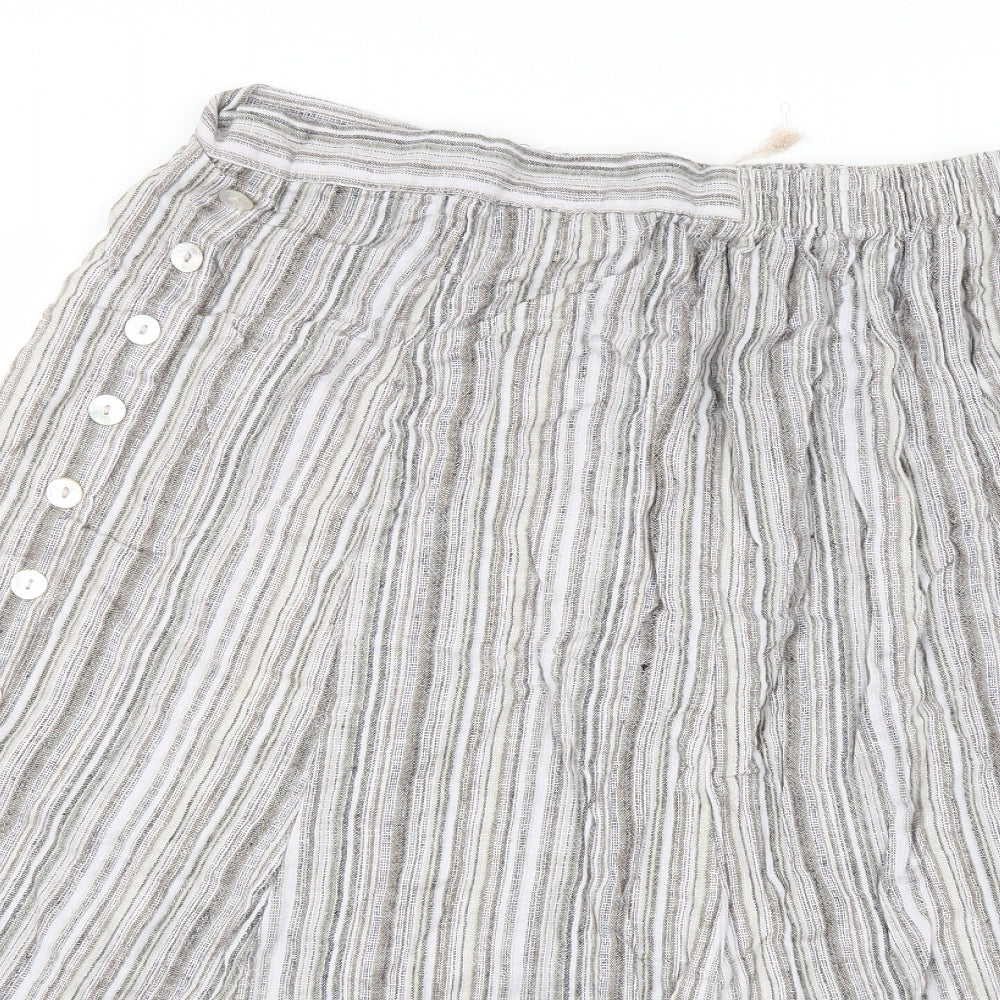 Preworn Womens Beige Striped  A-Line Skirt Size 18