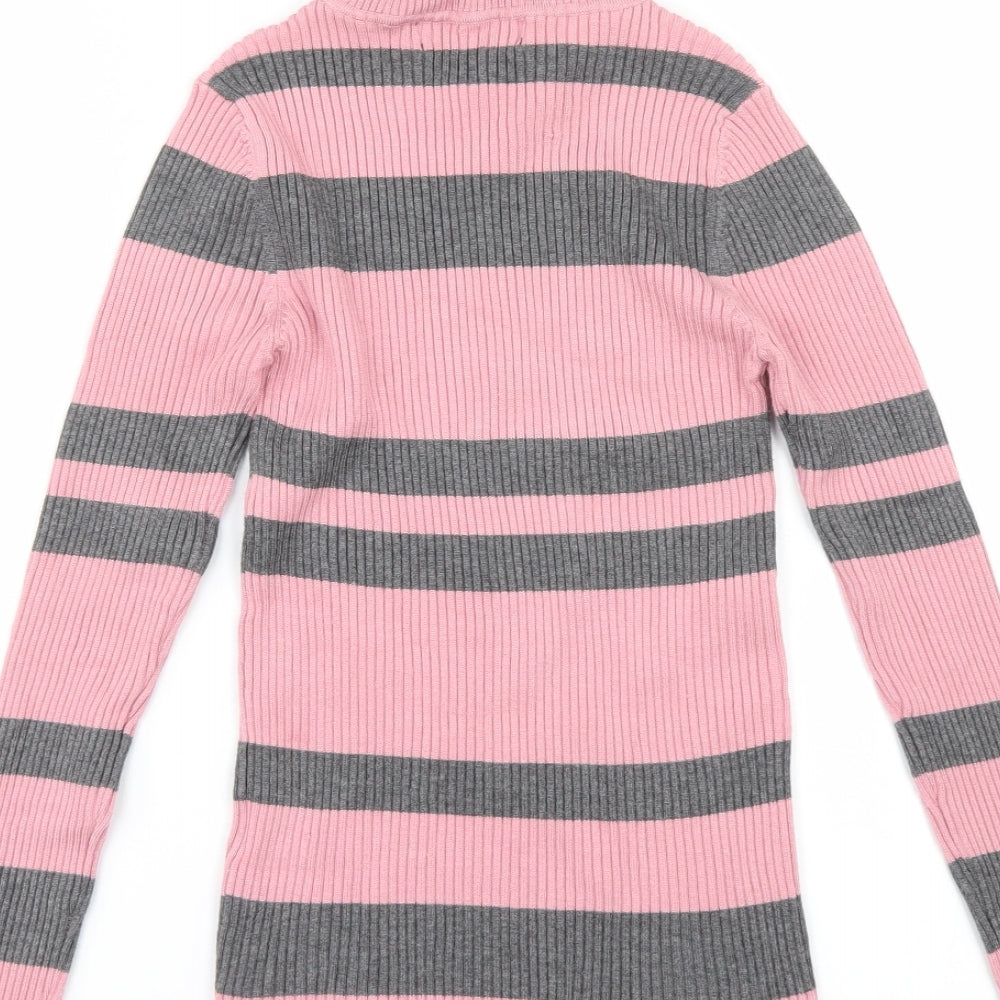 QED London Womens Pink Striped  Pullover Jumper Size 8