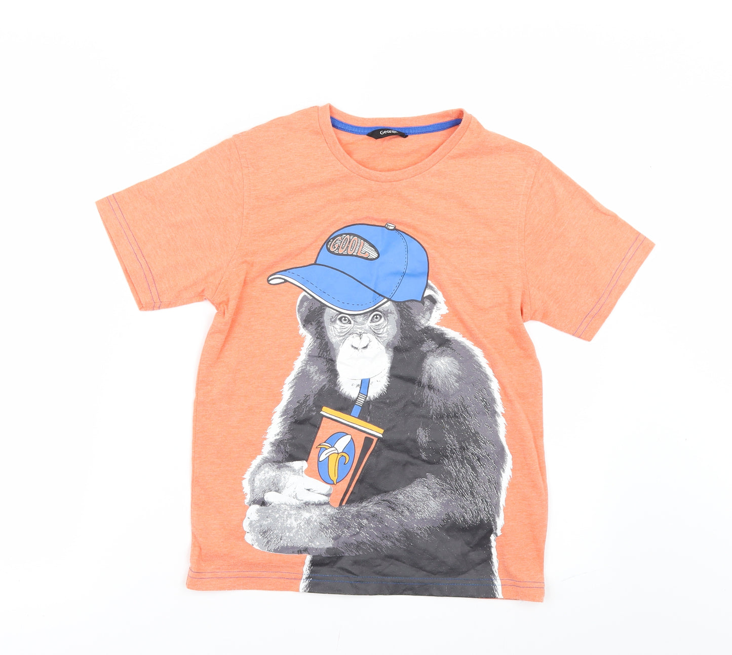 George Boys Orange   Basic T-Shirt Size 7-8 Years
