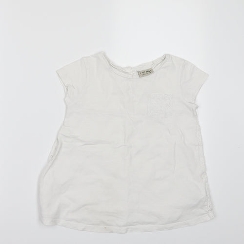 NEXT Girls White   Basic T-Shirt Size 7 Years  - lace back