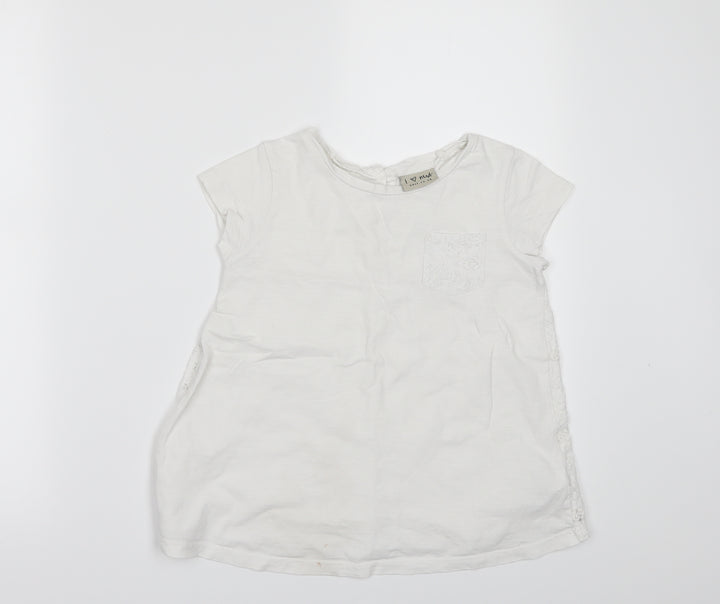 NEXT Girls White Basic T-Shirt Size 7 Years - lace back