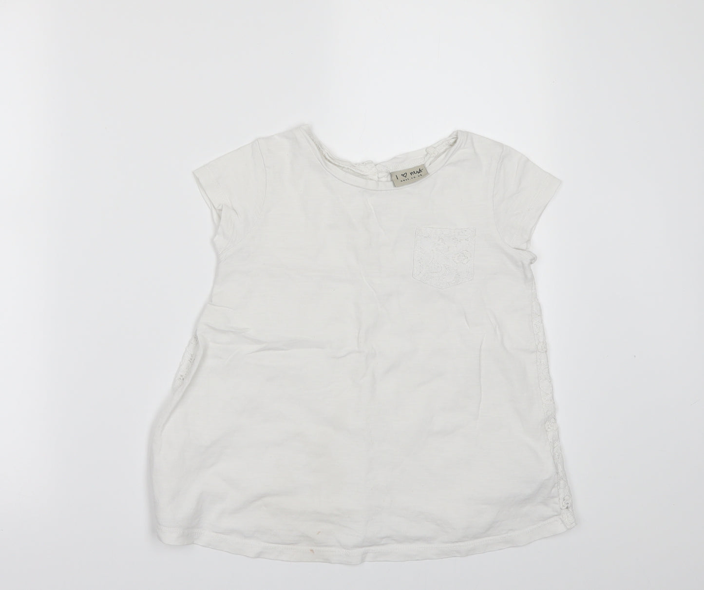 NEXT Girls White   Basic T-Shirt Size 7 Years  - lace back