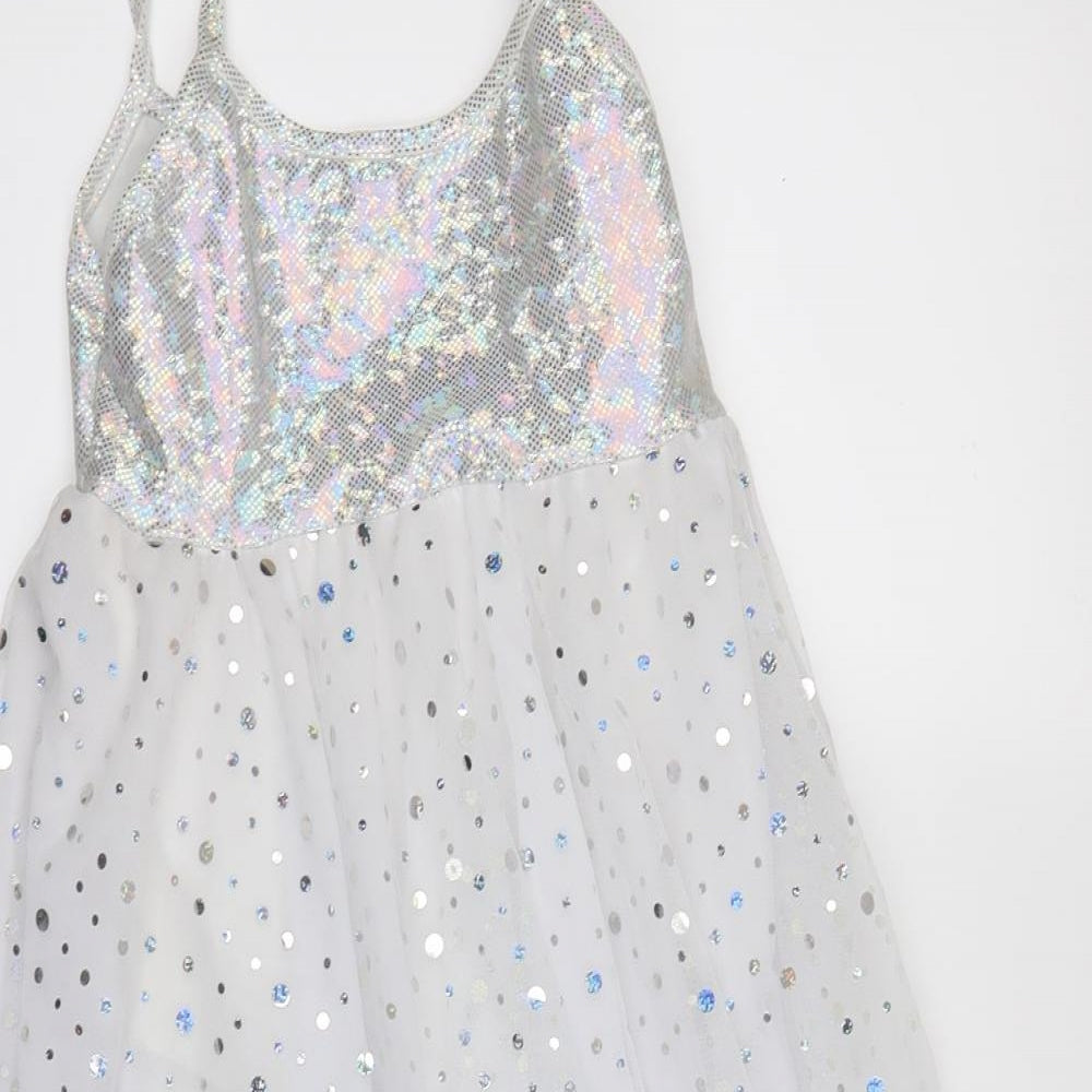 Danse Dezines Girls Silver   A-Line  Size M  - dancewear
