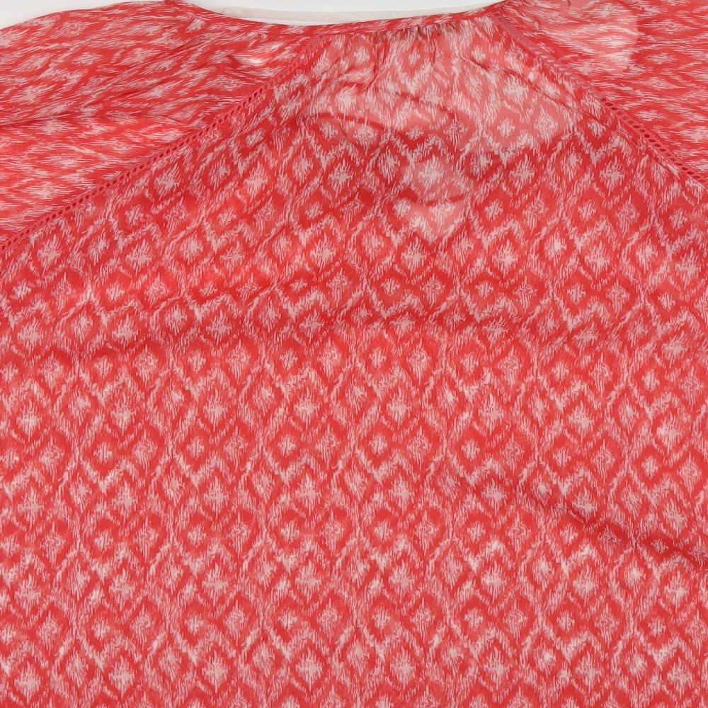Casual Womens Orange Geometric Chiffon Tunic Blouse Size XL