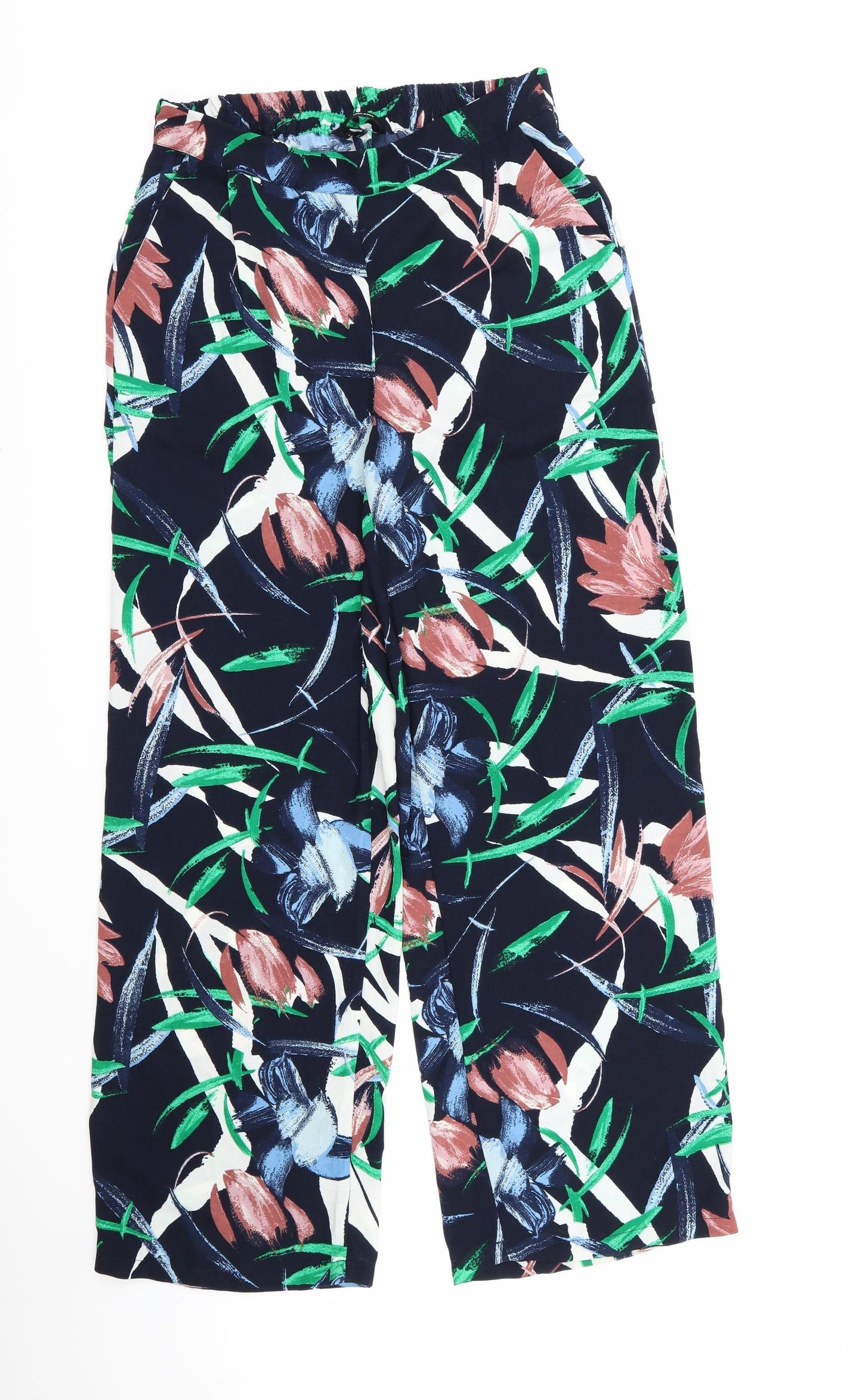 VERO MODA Womens Blue Floral Rayon Trousers  Size S L30 in