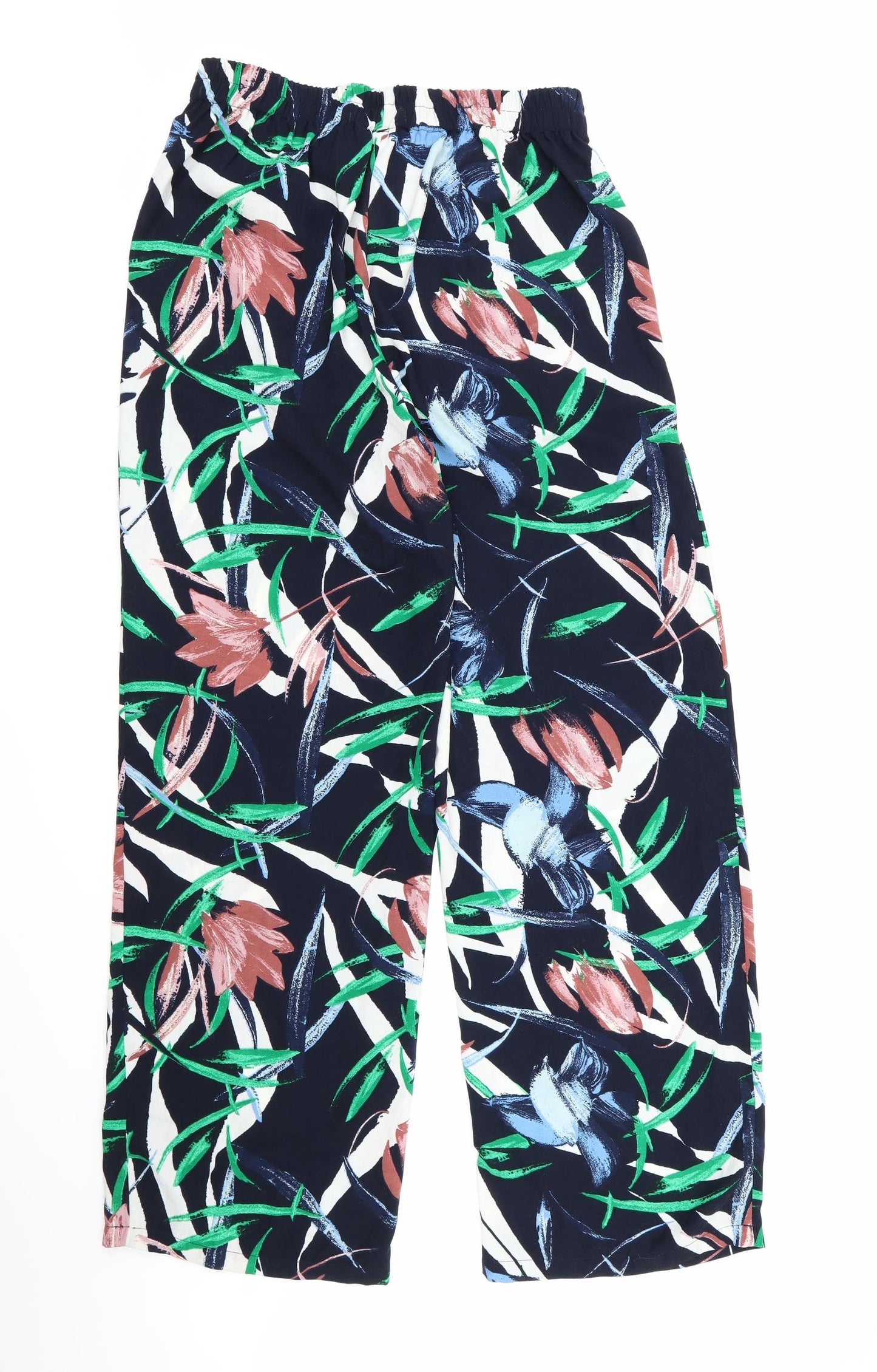 VERO MODA Womens Blue Floral Rayon Trousers  Size S L30 in