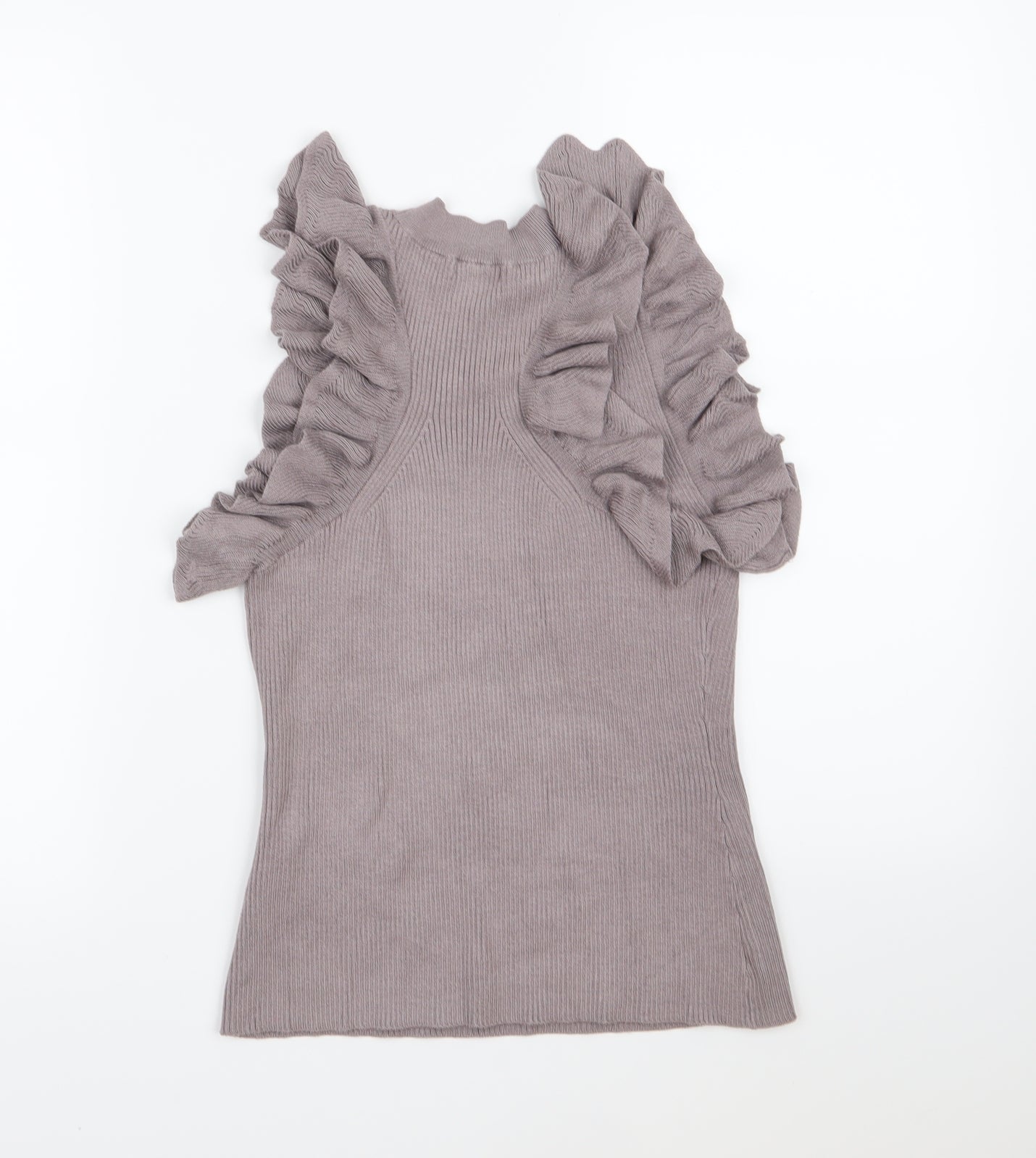H&M Womens Grey  Knit Pullover Jumper Size S  - Frill Detail