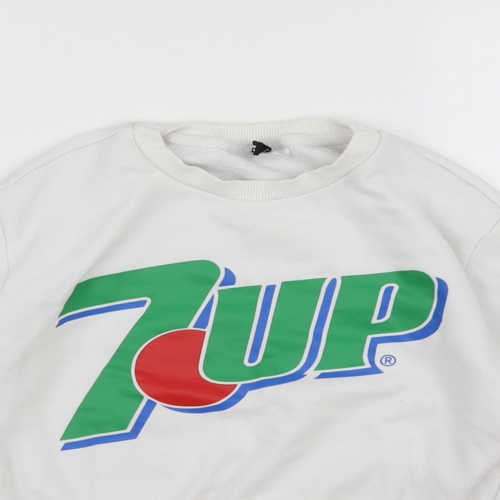 Divided by H&M Womens White  Jersey Pullover Sweatshirt Size XS  - 7UP