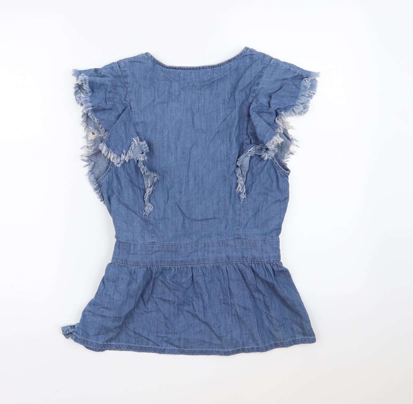 Red Herring Womens Blue  Denim Wrap Blouse Size 10