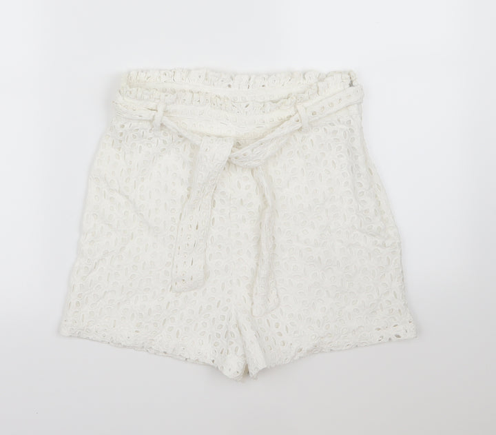 the fashion bible Womens White Paperbag Shorts Size 8