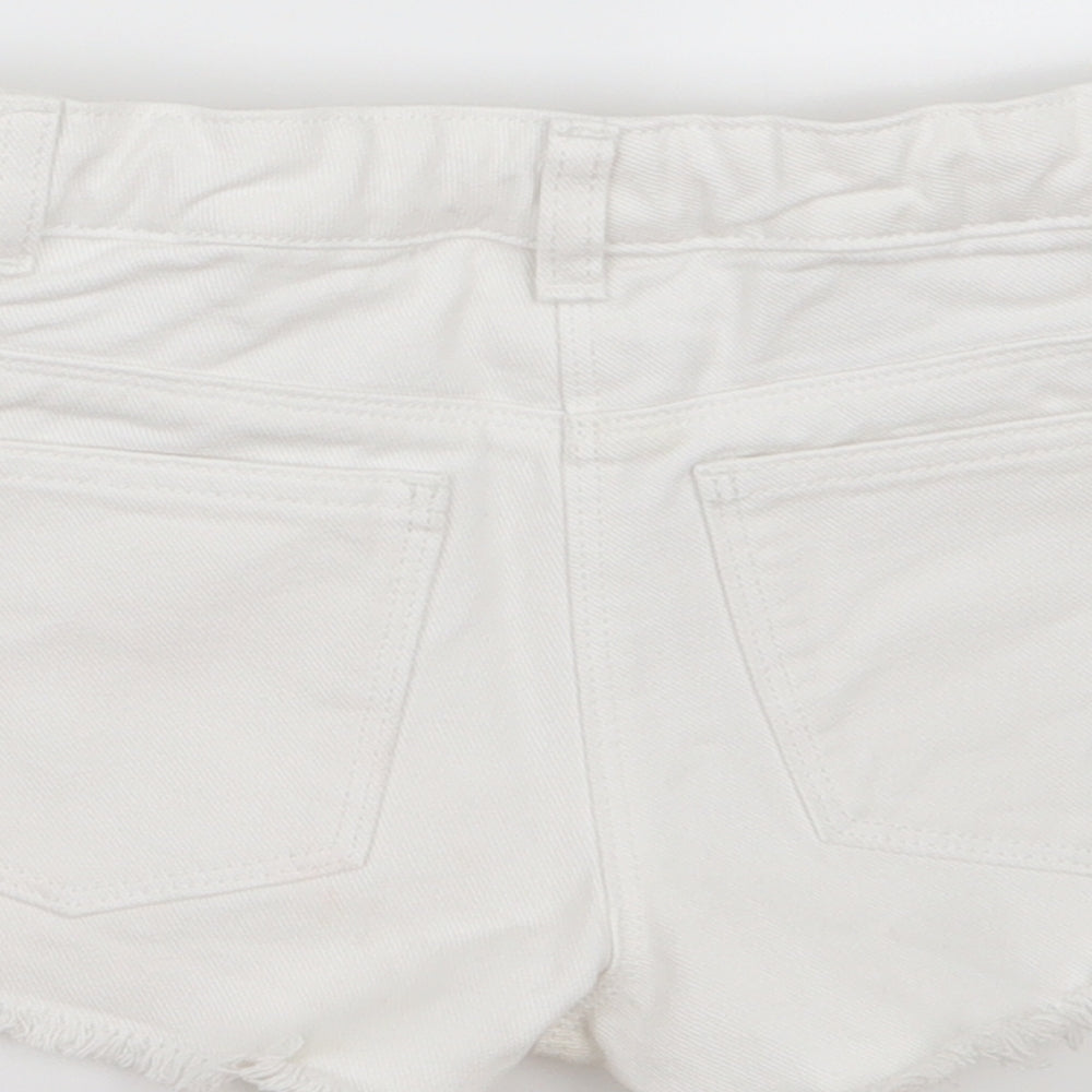 NEXT Girls White  Denim Hot Pants Shorts Size 8 Years