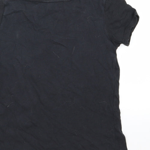 H&M Girls Black   Basic T-Shirt Size 9-10 Years  - Unicorn
