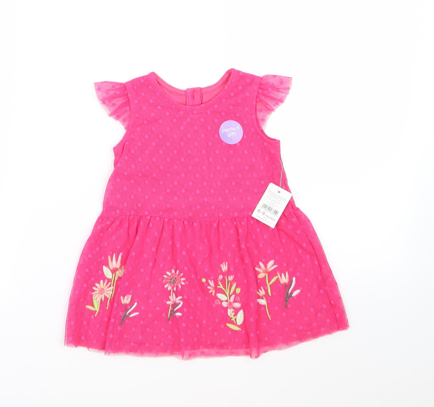 Nutmeg Girls Pink Polka Dot Mesh Tutu Dress  Size 6-9 Months