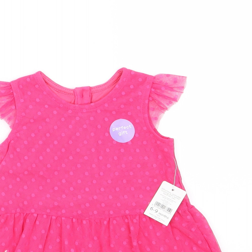 Nutmeg Girls Pink Polka Dot Mesh Tutu Dress  Size 6-9 Months