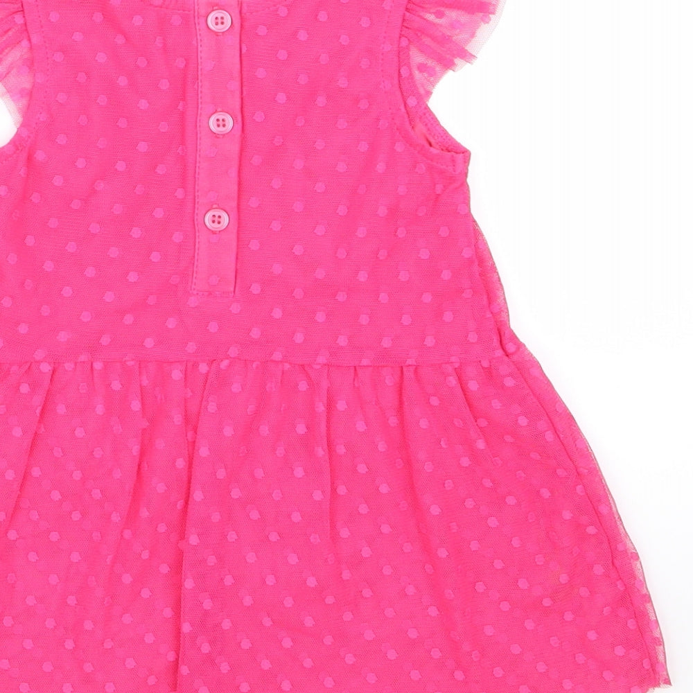 Nutmeg Girls Pink Polka Dot Mesh Tutu Dress  Size 6-9 Months