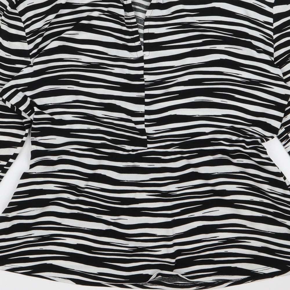 Warehouse Womens Black Animal Print  Basic Blouse Size 12