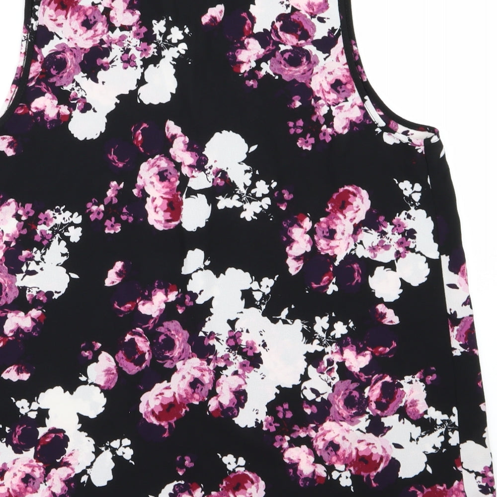 Peacocks Womens Black Floral Chiffon Basic Blouse Size 14