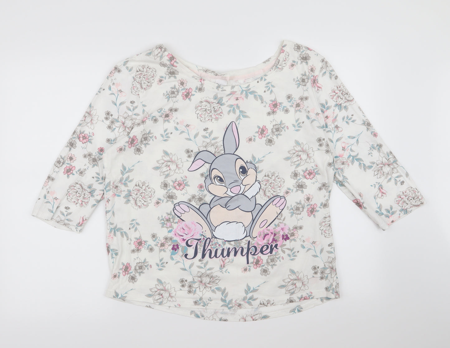 Disney Womens White Fair Isle  Top Pyjama Set Size 12  - Thumper