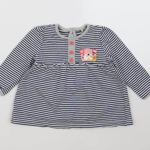 TU Girls Blue Striped  Basic Blouse Size 3-6 Months