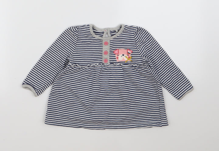 TU Girls Blue Striped Basic Blouse Size 3-6 Months