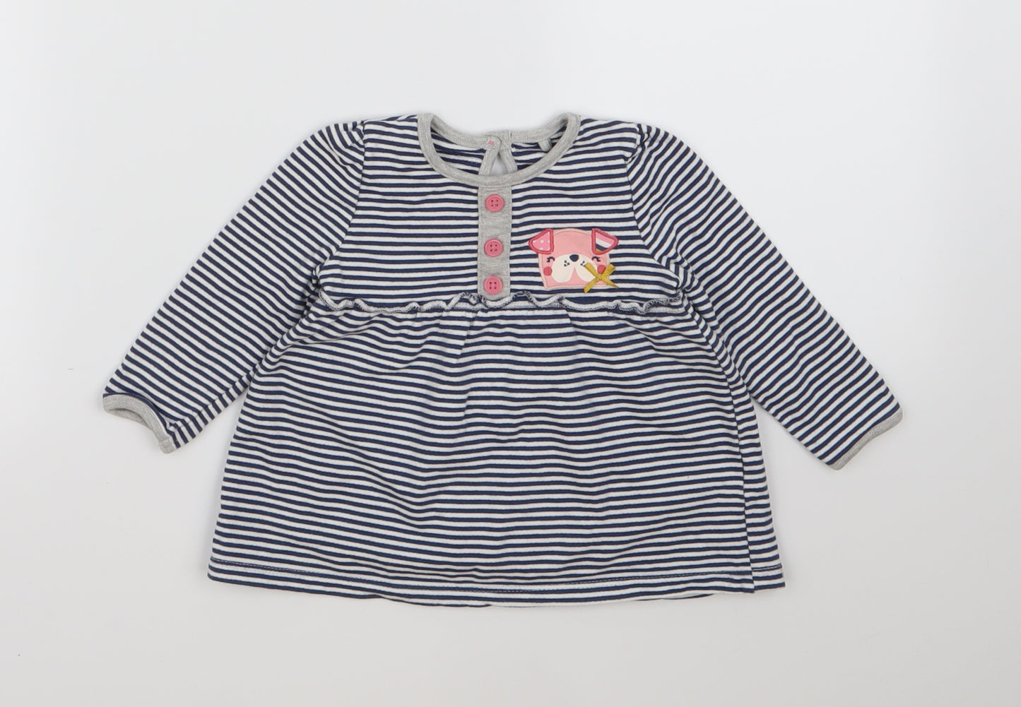 TU Girls Blue Striped  Basic Blouse Size 3-6 Months