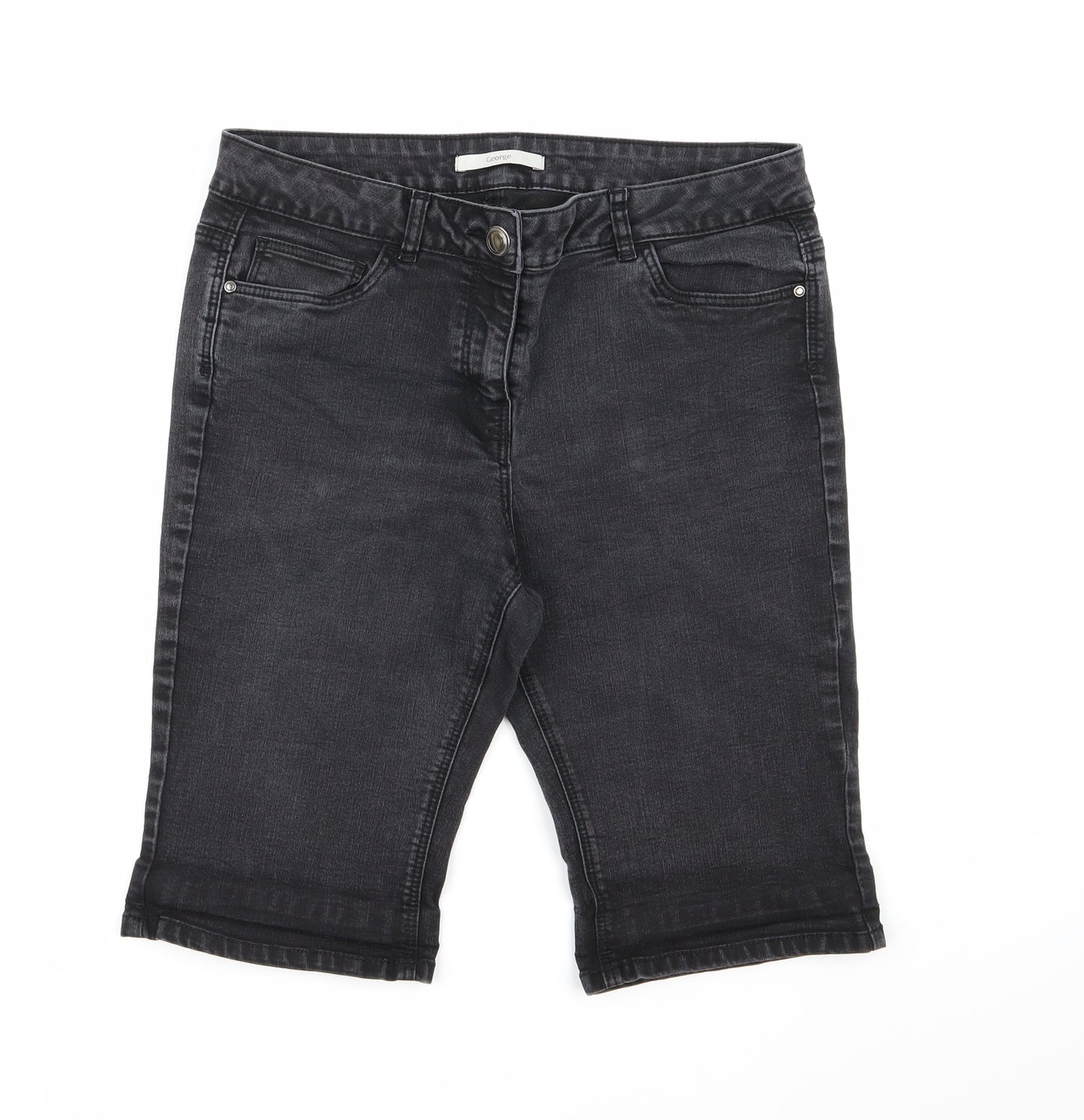 George Womens Black  Denim Bermuda Shorts Size 14