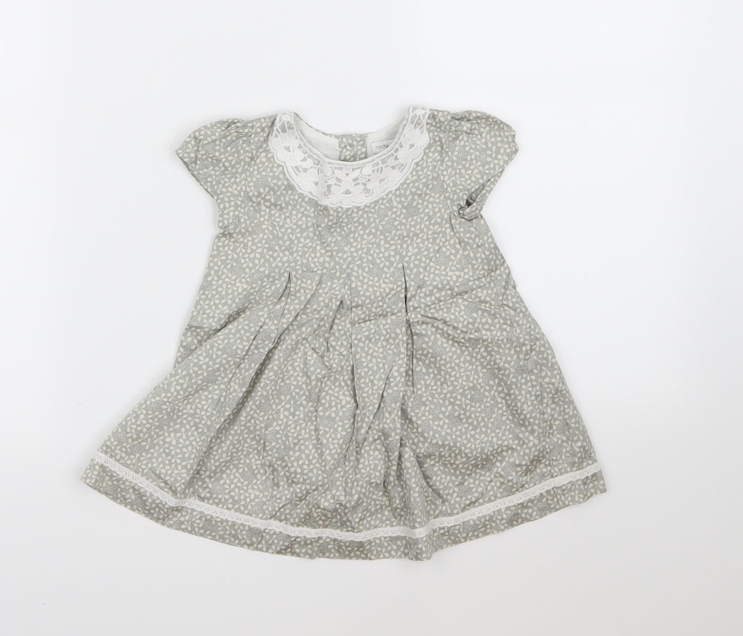 Rocha Little Rocha Girls Grey Floral  T-Shirt Dress  Size 6-9 Months