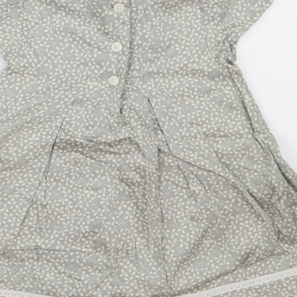 Rocha Little Rocha Girls Grey Floral  T-Shirt Dress  Size 6-9 Months