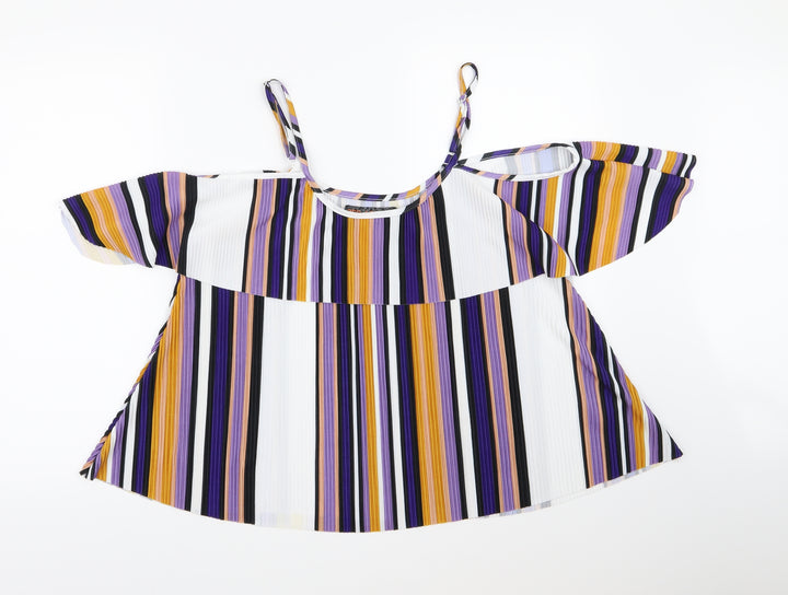 QED London Womens Multicoloured Striped  Basic Blouse Size L