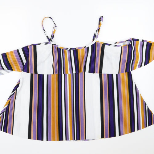 QED London Womens Multicoloured Striped  Basic Blouse Size L