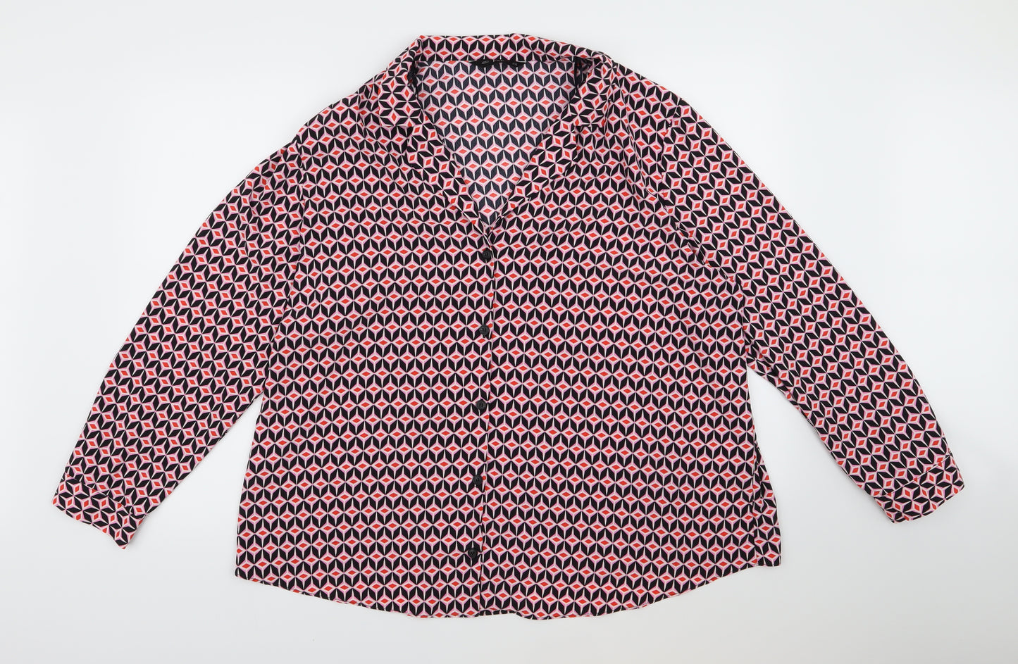 F&F Womens Black Geometric Chiffon Basic Blouse Size 22