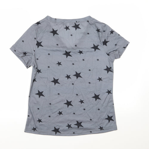Yoins Womens Grey   Basic T-Shirt Size S  - Star Print