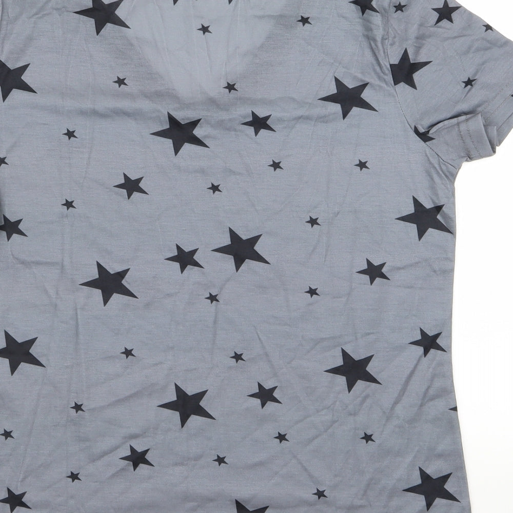 Yoins Womens Grey   Basic T-Shirt Size S  - Star Print