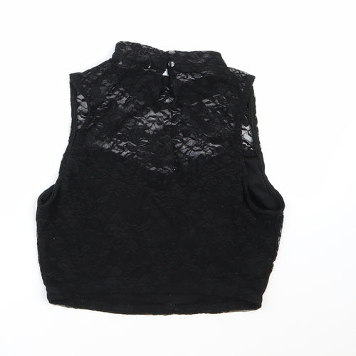 Ambiance Apparel Womens Black  Lace Cropped Tank Size M