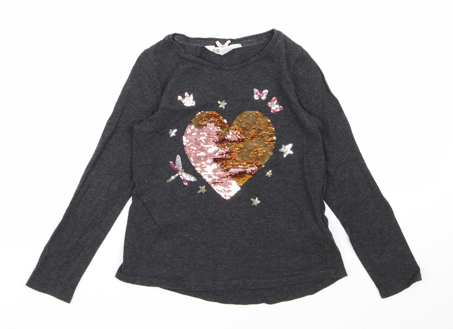 H&M Girls Grey   Basic T-Shirt Size 7-8 Years