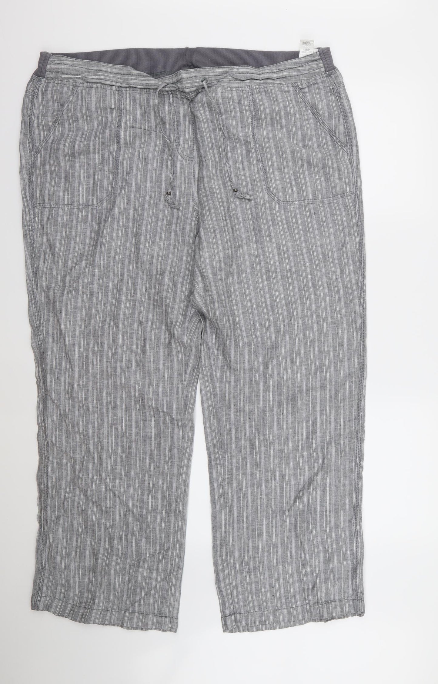 Marks and Spencer Womens Grey Striped  Trousers  Size 20 L29 in