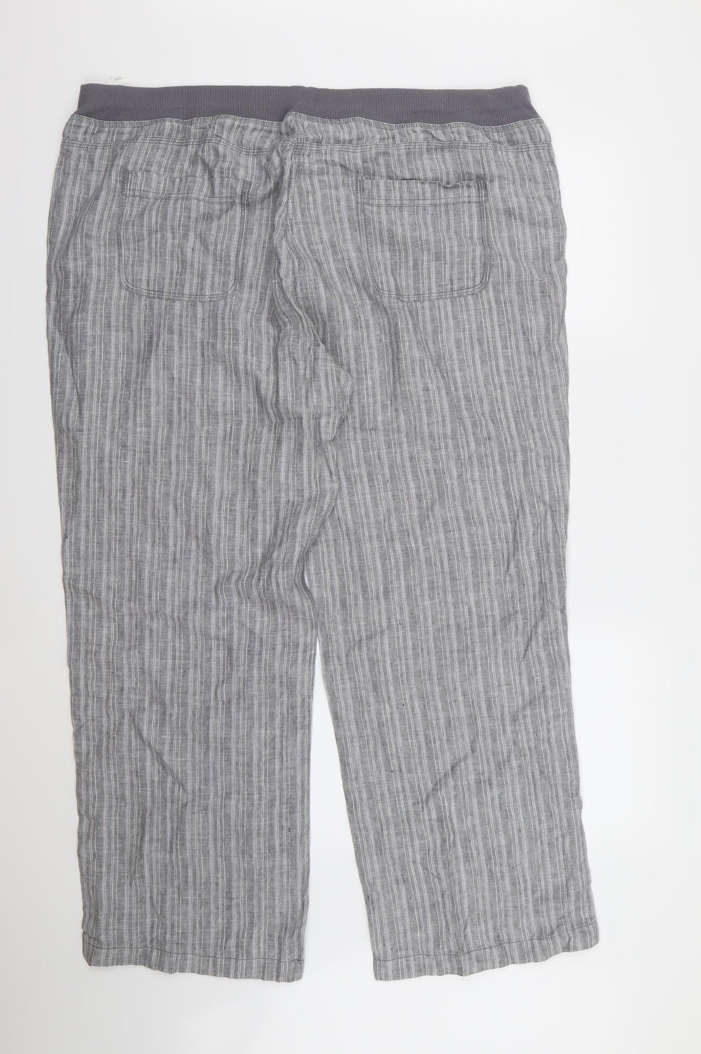 Marks and Spencer Womens Grey Striped  Trousers  Size 20 L29 in