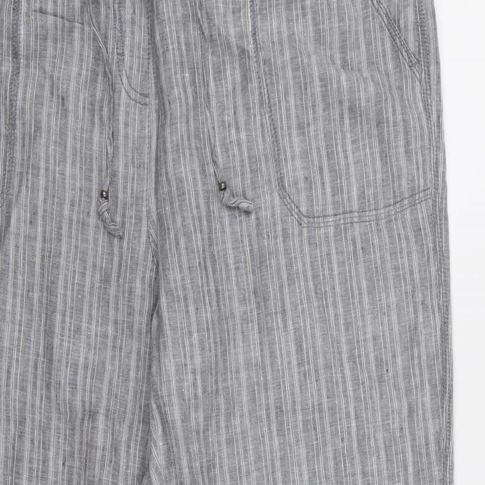 Marks and Spencer Womens Grey Striped  Trousers  Size 20 L29 in