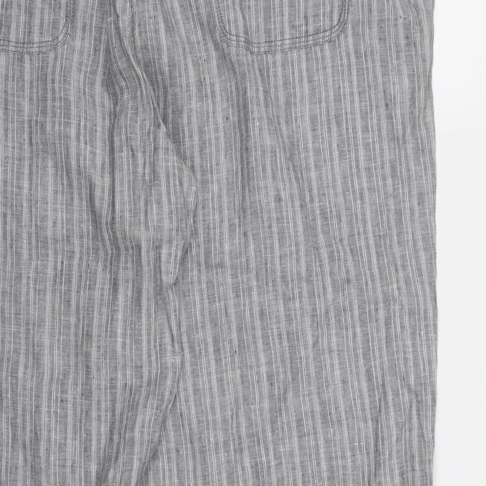 Marks and Spencer Womens Grey Striped  Trousers  Size 20 L29 in