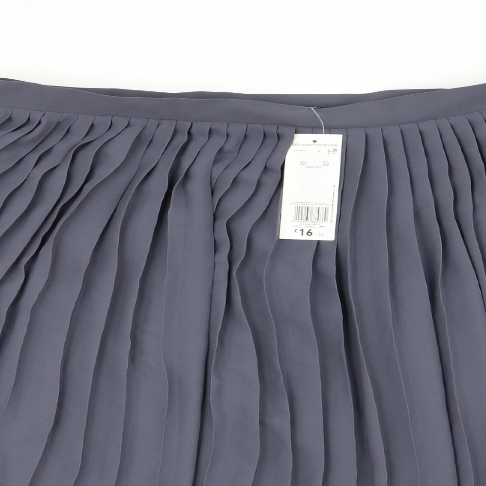 F&F Womens Grey  Chiffon Pleated Skirt Size 22