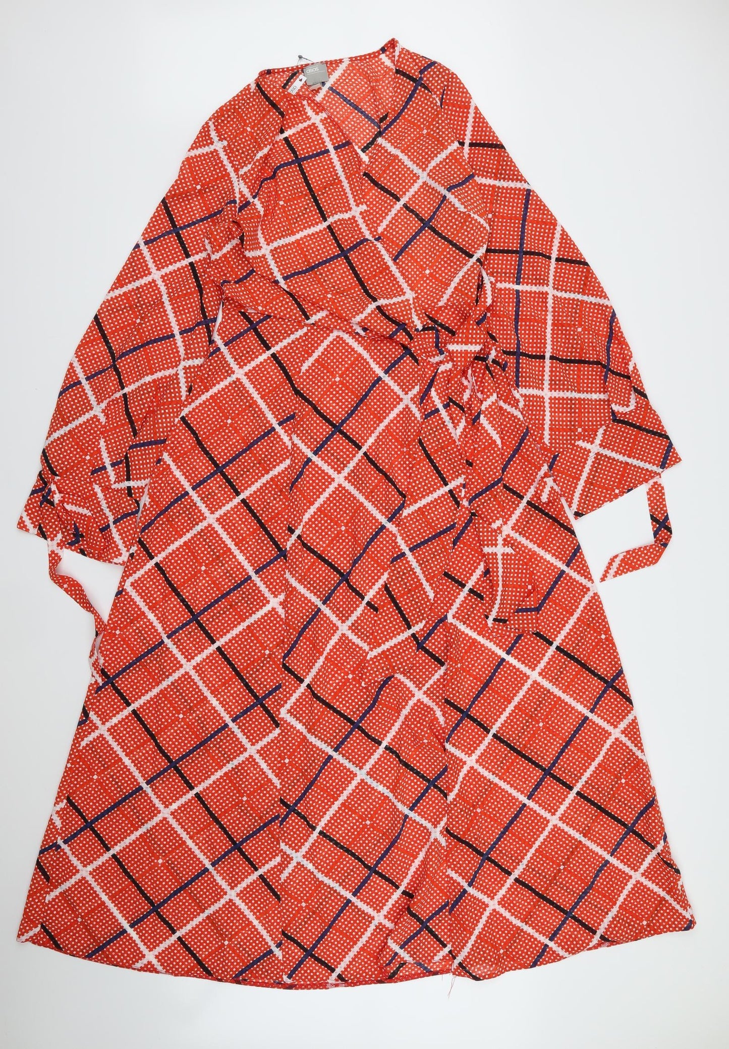 ASOS Womens Red Check  Wrap Dress  Size 10