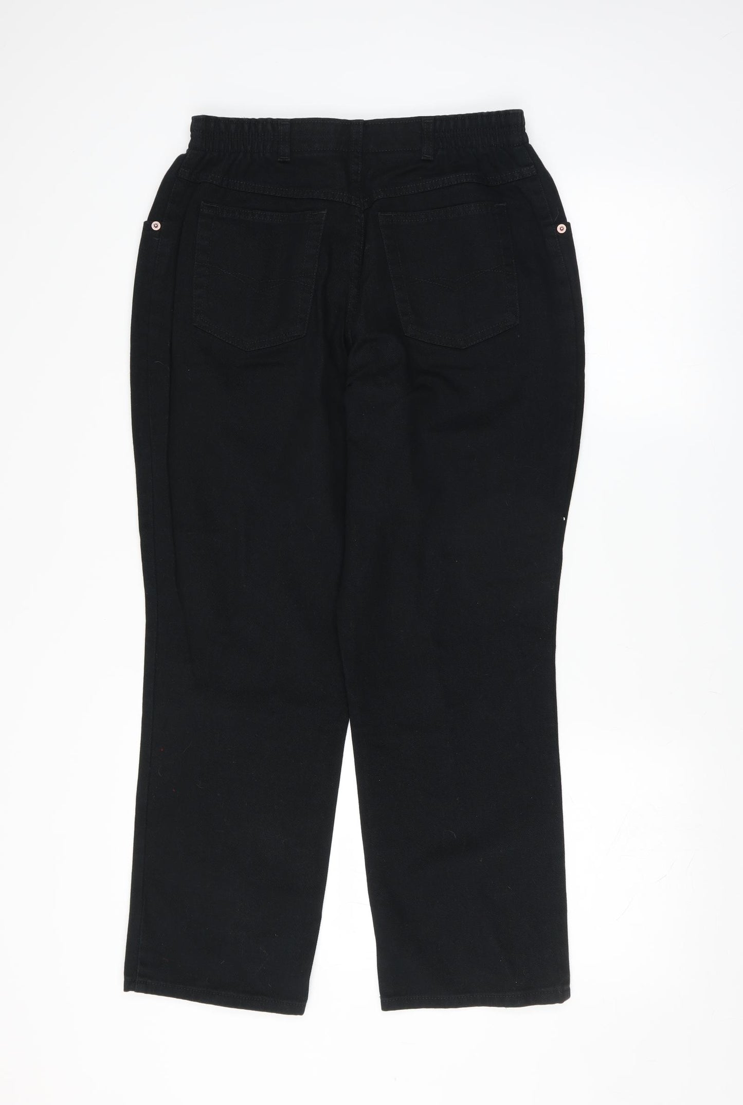 Marks and Spencer Womens Black  Denim Straight Jeans Size 14 L27 in - short Leg