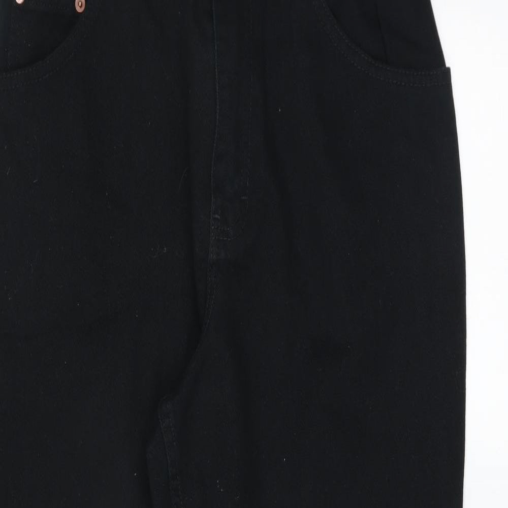 Marks and Spencer Womens Black  Denim Straight Jeans Size 14 L27 in - short Leg