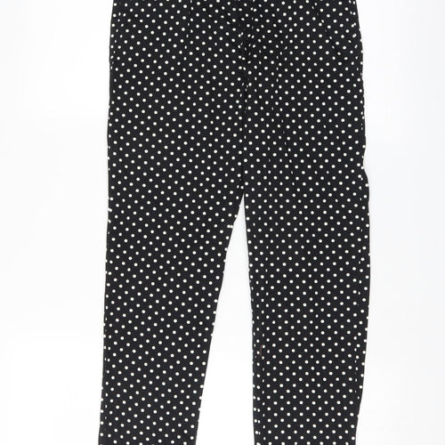 H&M Womens Black Polka Dot  Trousers  Size 8 L27 in