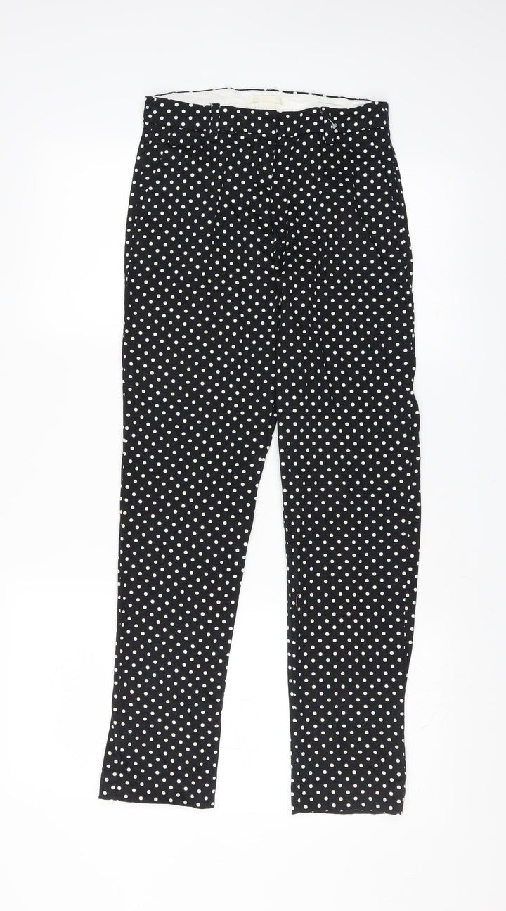H&M Womens Black Polka Dot Trousers Size 8 L27 in