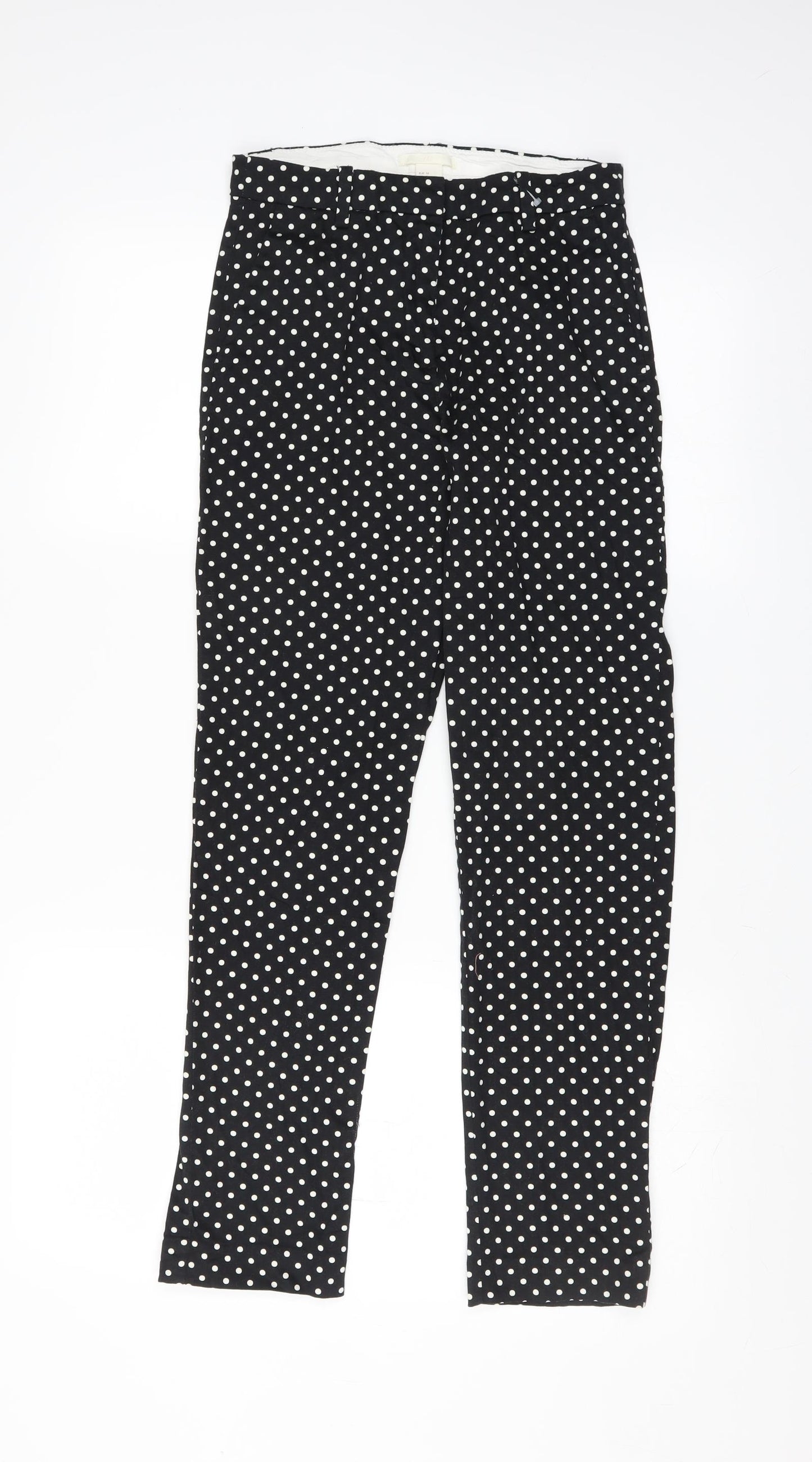 H&M Womens Black Polka Dot  Trousers  Size 8 L27 in